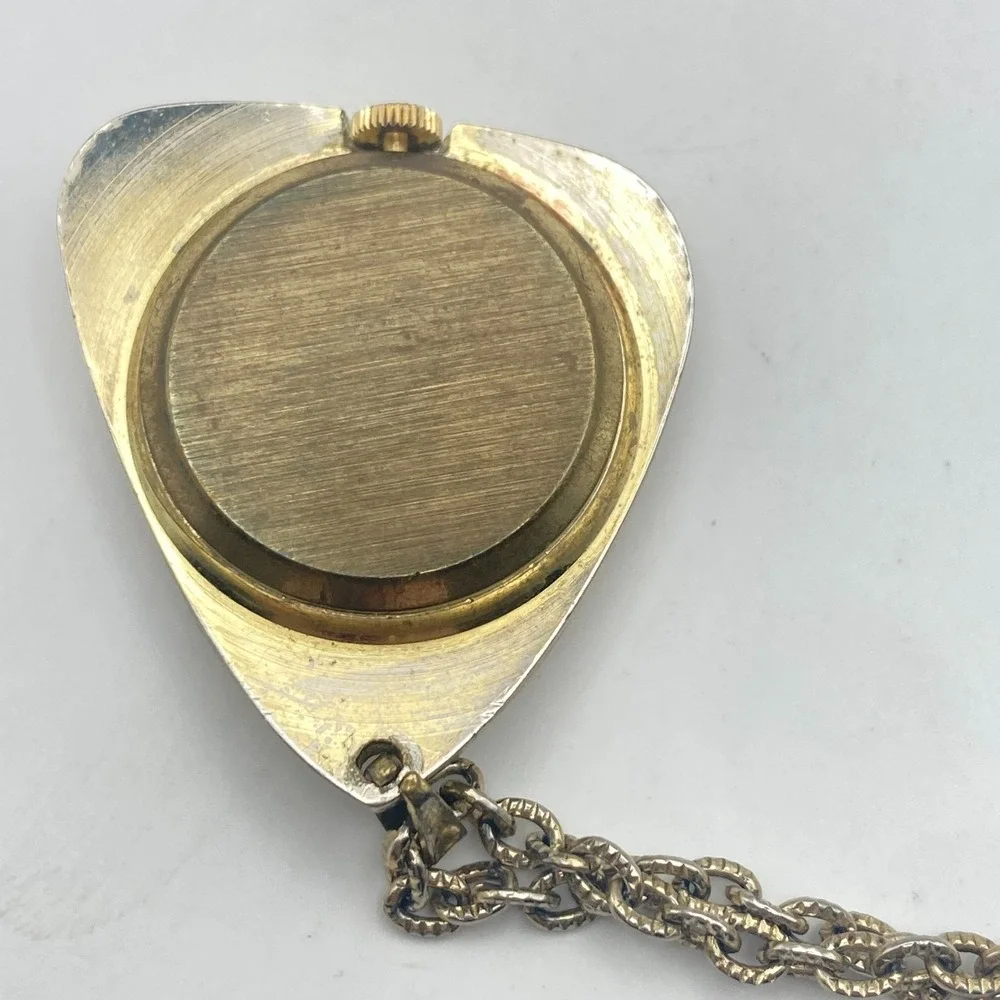 Vtg Lucerne Necklace Pendant Watch Gold Tone Swiss Manual Wind Up w/Chain Works!